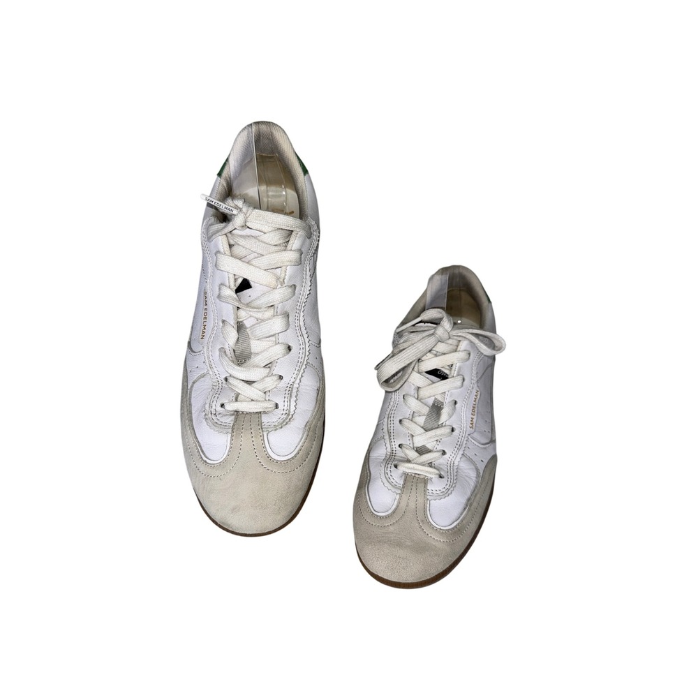 Sam Edelman Womens Ethyl Low Top Leather Sneaker White Green Gum Sole 8M